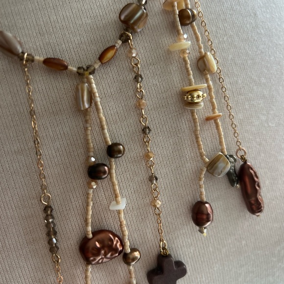 Ariana Ost Free People Something Beautiful Pearl Cross Bead Necklace SOLD OUT - Picture 7 of 8